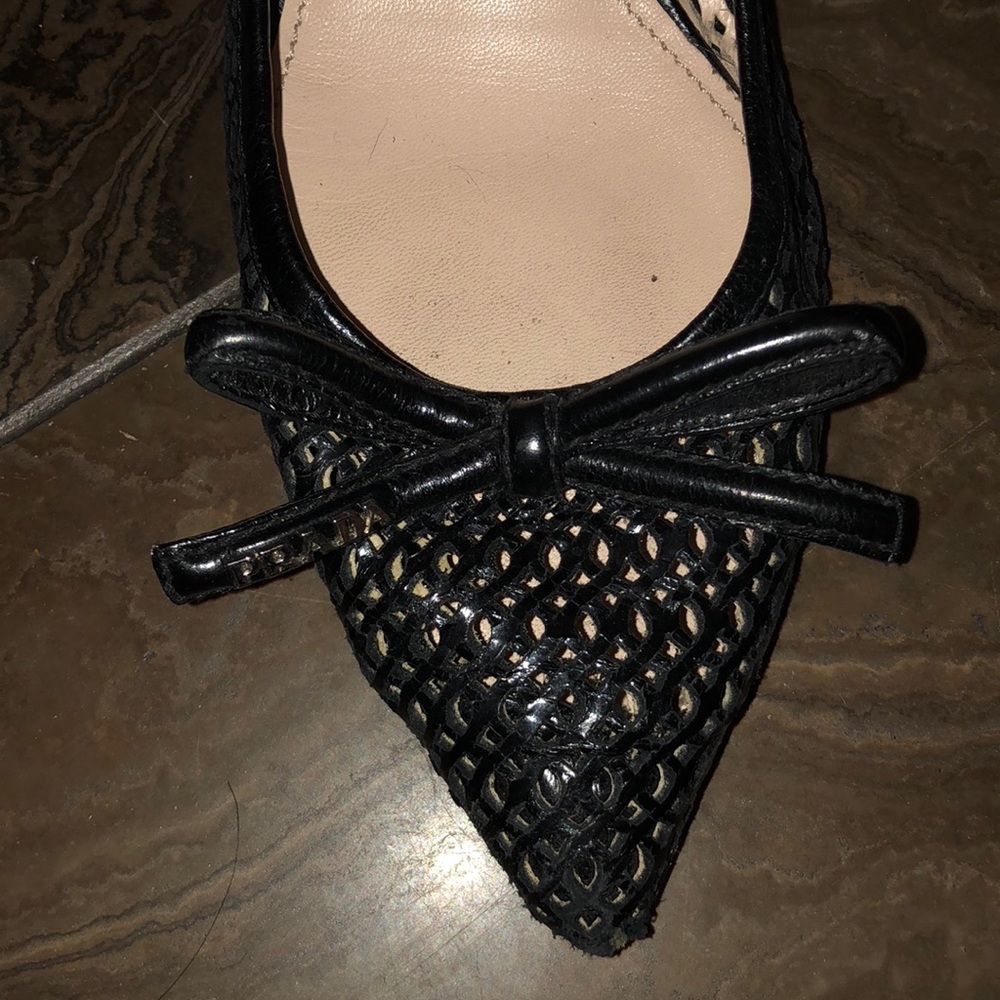 Prada black leather perforated wedge - Picture 3 of 4
